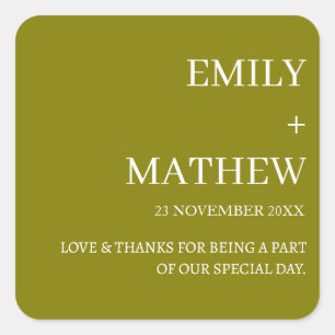 STICKER CARRÉ MARIAGE ÉLÉGANT MODERNE PERSONNALISÉ CLASSIQUE STY