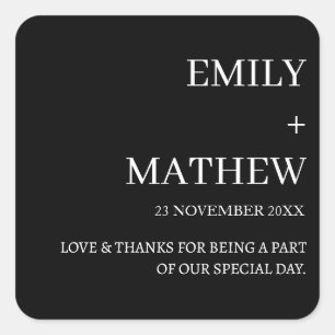STICKER CARRÉ MARIAGE ÉLÉGANT MODERNE PERSONNALISÉ CLASSIQUE STY