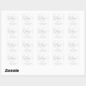 Sticker Carré Mariage élégant monogramme script amour argent (Feuille)