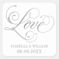 Mariage élégant monogramme script amour argent