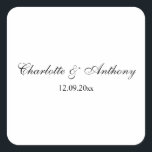 Sticker Carré Mariage Élégant Script Creative Black White<br><div class="desc">Ce modèle peut être customisé pour répondre à tous les métiers professionnels.</div>
