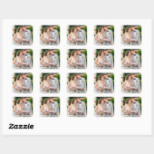 Sticker Carré Mariage Elegant Script Love and Thanks Photo (Feuille)
