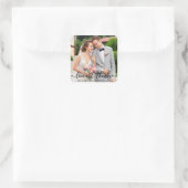 Sticker Carré Mariage Elegant Script Love and Thanks Photo (Sac)