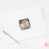 Sticker Carré Mariage Elegant Script Love and Thanks Photo (Enveloppe)