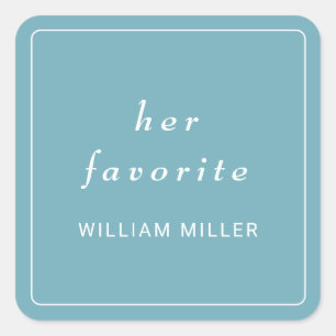 Sticker Carré Mariage élégant simple rétro bleu avec monogramme
