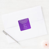 Sticker Carré Mariage Elégant violet blanc indien Paisley (Enveloppe)