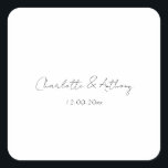 Sticker Carré Mariage Élégante calligraphie Créative Noir Blanc<br><div class="desc">Ce modèle peut être customisé pour répondre à tous les métiers professionnels.</div>