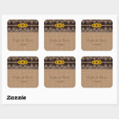 Sticker Carré Mariage en bois de dentelle rustique (Feuille)