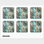 Sticker Carré Mariage en fer à cheval rustique Turquoise grange (Feuille)