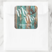 Sticker Carré Mariage en fer à cheval rustique Turquoise grange (Sac)