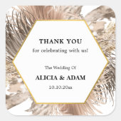 Sticker Carré Mariage en herbe Boho Pampas personnalisé (Devant)