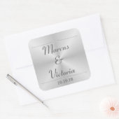 Sticker Carré Mariage en métal brossé moderne (Enveloppe)