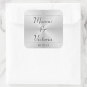 Sticker Carré Mariage en métal brossé moderne (Sac)
