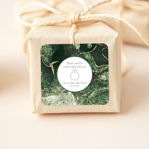 Sticker Carré Mariage en pierre émeraude vert foncé