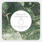 Sticker Carré Mariage en pierre émeraude vert foncé (Devant)