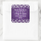 Sticker Carré Mariage Enregistrer La Date Hiver Étincelle Violet (Sac)