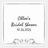 Sticker Carré Mariage Éternel Chic avec Cygne Manuscrit (Devant)