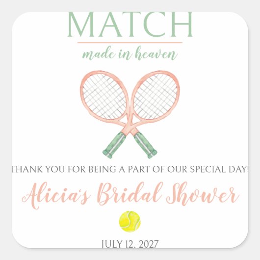 Sticker Carré Mariage fait au Ciel, Lancer de bouquet de mariage (Devant)