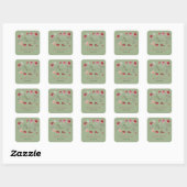 Sticker Carré Mariage Feuille d'Eucalyptus Floral de Bourgogne (Feuille)