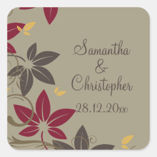 Sticker Carré Mariage Feuilles d'automne