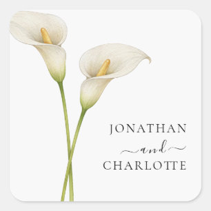 Sticker Carré Mariage Fleur de Lys moderne blanc