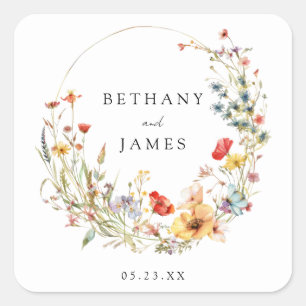 Sticker Carré Mariage fleur sauvage