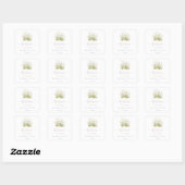 Sticker Carré Mariage Fleur sauvage Boho vert Bienvenue (Feuille)