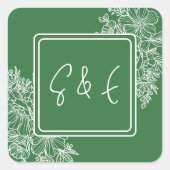 Sticker Carré Mariage fleur sauvage Floral Frame (Devant)