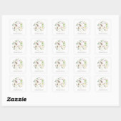 Sticker Carré Mariage Fleur Sauvage Simple Élégant Botanique Fav (Feuille)