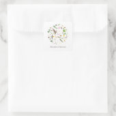 Sticker Carré Mariage Fleur Sauvage Simple Élégant Botanique Fav (Sac)