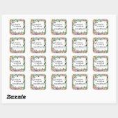 Sticker Carré Mariage Fleur sauvage Whimsical Pastel Watercolor (Feuille)