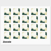 Sticker Carré Mariage fleuri en or vert émeraude (Feuille)