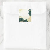Sticker Carré Mariage fleuri en or vert émeraude (Sac)