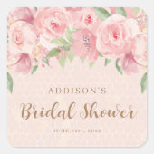 Sticker Carré Mariage Fleuris Aquarelle Rose Gold (Devant)