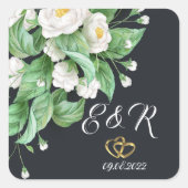 Sticker Carré Mariage Fleurs Blanches (Devant)