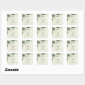 Sticker Carré mariage fleurs blanches vert sauge (Feuille)
