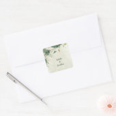 Sticker Carré mariage fleurs blanches vert sauge (Enveloppe)