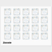 Sticker Carré Mariage Fleurs Bleues Réception de Mariage (Feuille)