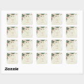 Sticker Carré mariage fleurs vert sauge (Feuille)