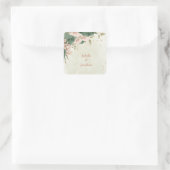 Sticker Carré mariage fleurs vert sauge (Sac)