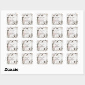 Sticker Carré mariage floral argenté carré (Feuille)