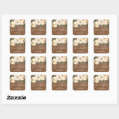 Sticker Carré Mariage floral Beige Blush Faveurs (Feuille)