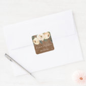 Sticker Carré Mariage floral Beige Blush Faveurs (Enveloppe)