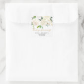 Sticker Carré Mariage floral blanc merci pour l'sticker (Sac)