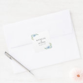 Sticker Carré mariage floral bleu clair (Enveloppe)