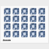 Sticker Carré Mariage floral bleu et blanc de la marine (Feuille)