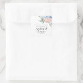 Sticker Carré Mariage floral bleu et rose (Sac)