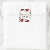 Sticker Carré Mariage floral Bourgogne et rose pâle (Sac)