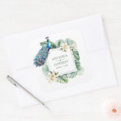 Sticker Carré Mariage floral de paon indien tropical (Enveloppe)