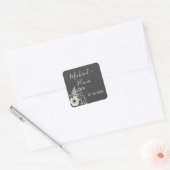 Sticker Carré Mariage floral gris foncé et blanc (Enveloppe)